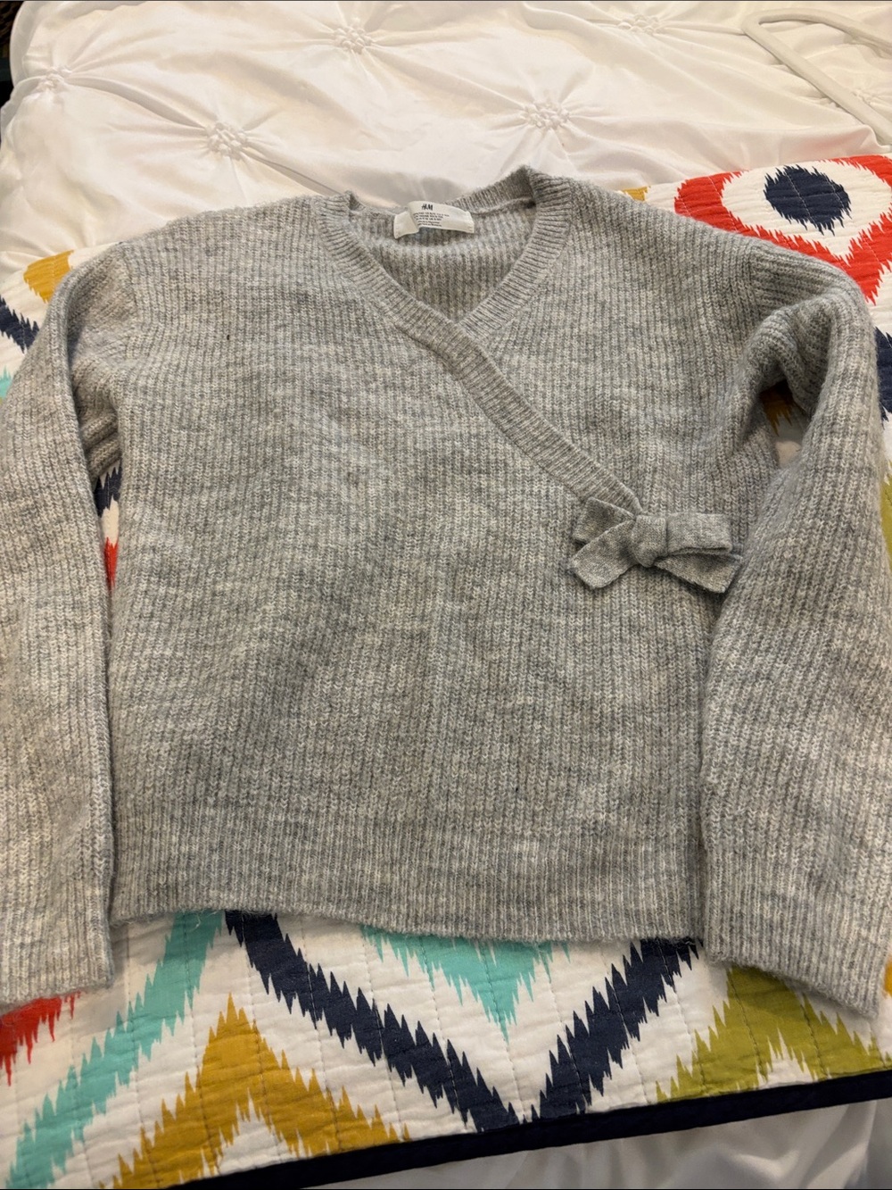 H&M Light Gray V-Neck Wrap Sweater